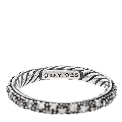 David Yurman Sterling Silver Diamond 3mm Midnight Melange Band Ring 54 6.75 4 of 5
