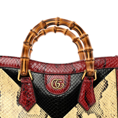Gucci Snakeskin Geometric Small Diana Tote Wild Red Multicolor 5 of 10