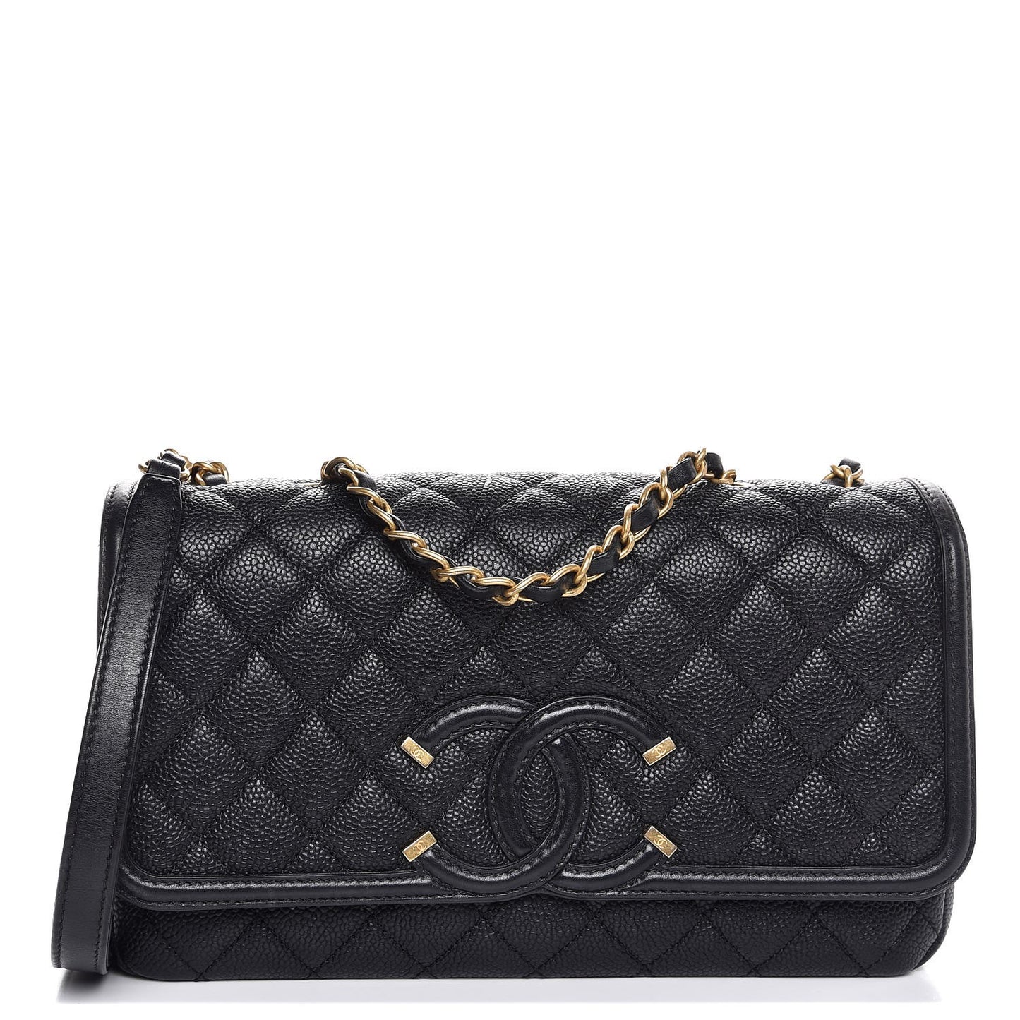 Caviar Quilted Medium CC Filigree Flap Black