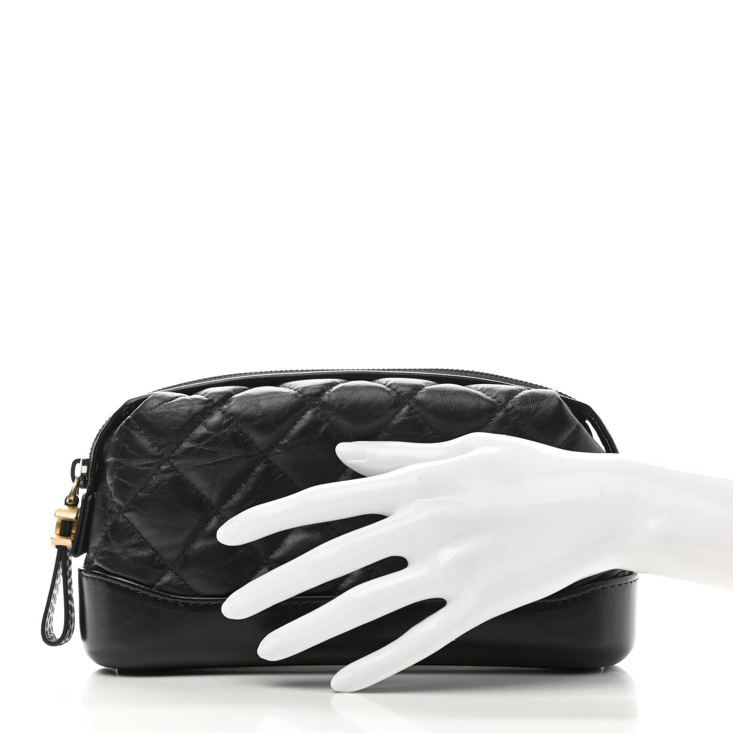 Chanel Aged Calfskin Quilted Gabrielle Cosmetic Case Black 2 of 7