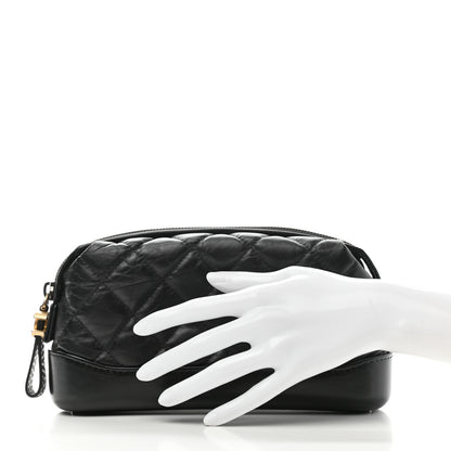 Chanel Aged Calfskin Quilted Gabrielle Cosmetic Case Black 2 of 7