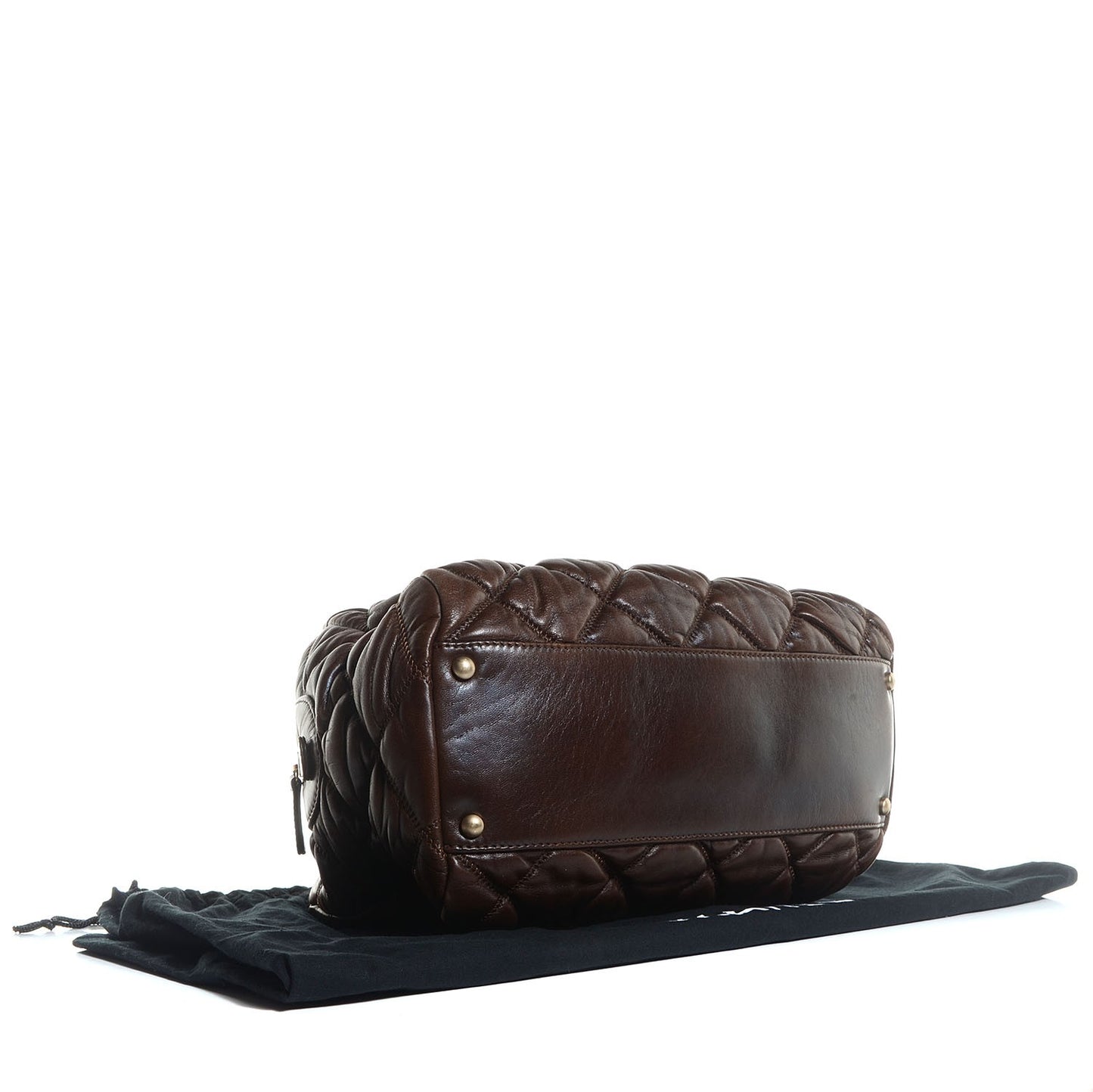 Lambskin Bubble Quilt Bowler Brown