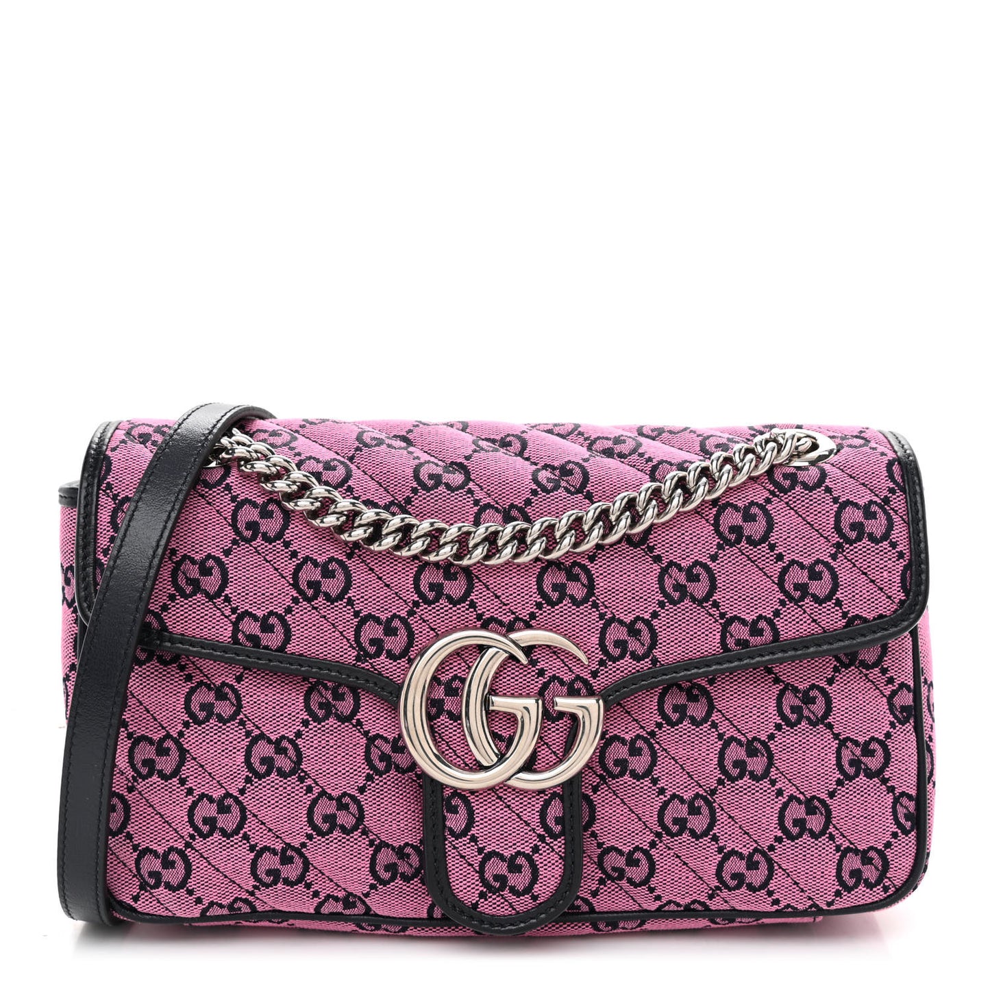 Monogram Multicolor Matelasse Diagonal Small GG Marmont Shoulder Bag Pink Blue