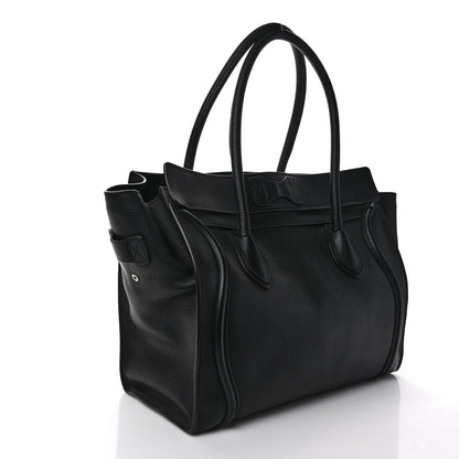 Celine Drummed Calfskin Shoulder Luggage Black 3 of 8