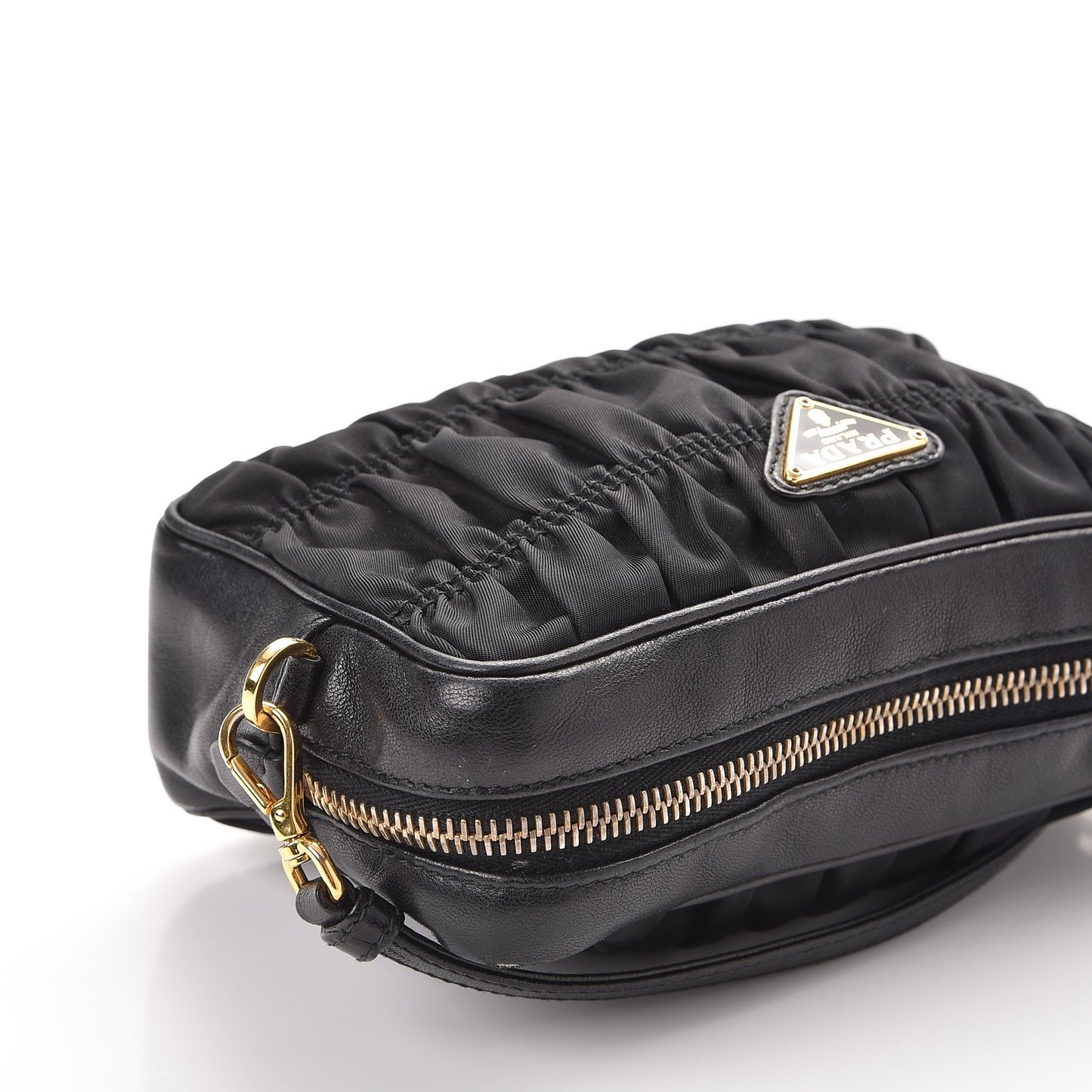 Tessuto Nylon Calf Gaufre Camera Crossbody Nero Black