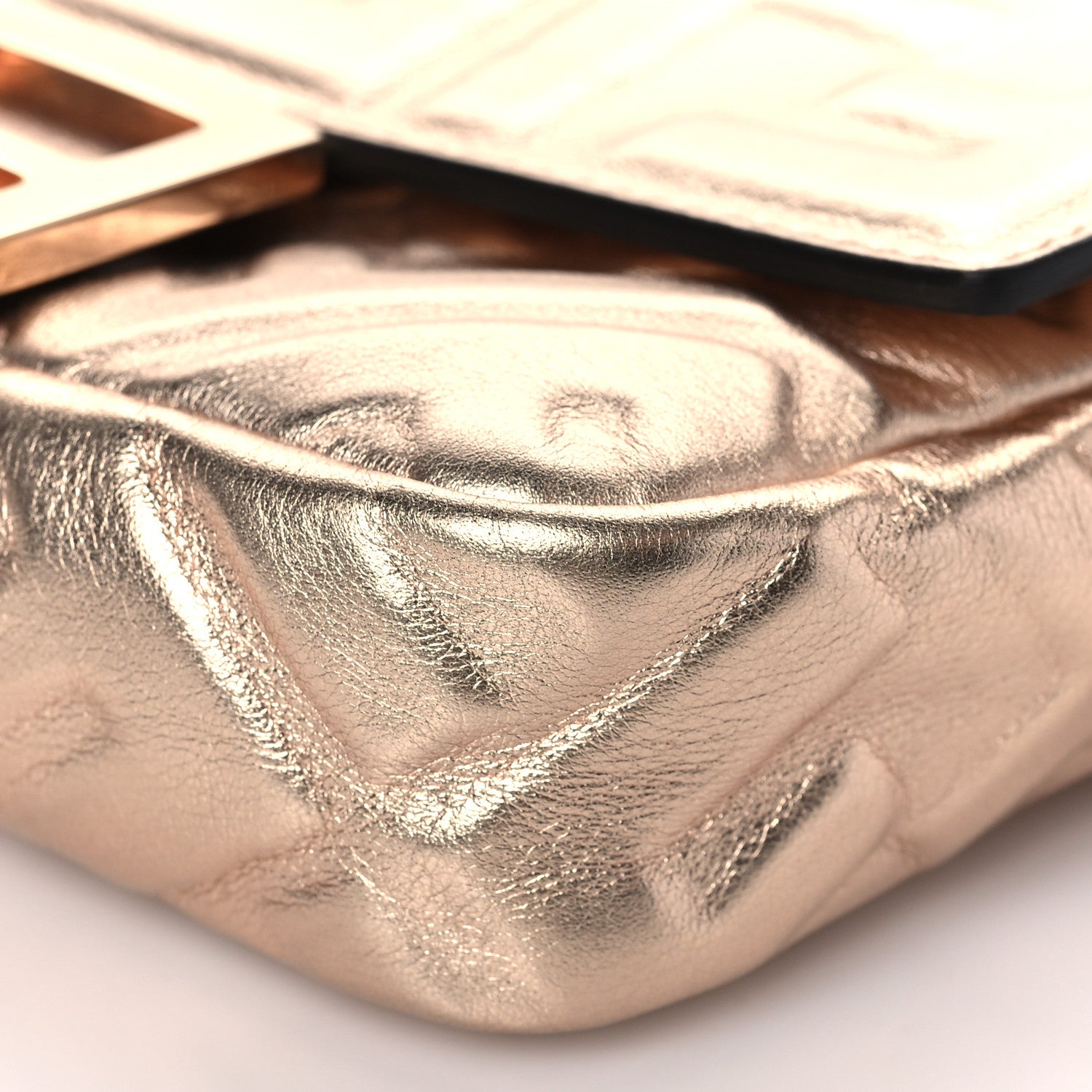 Fendi Vitello Laminato FF 1974 Embossed Mini Baguette Rame 7 of 8