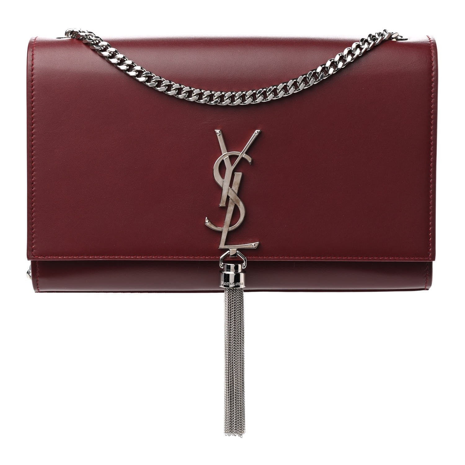 Saint Laurent Smooth Calfskin Medium Classic Monogram Kate Tassel Satchel Rouge Legion 1 of 10