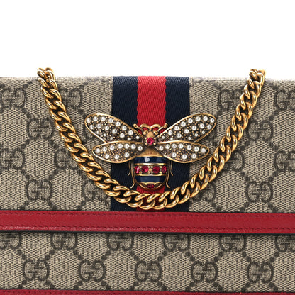 Gucci GG Supreme Monogram Web Queen Margaret Chain Wallet Red 7 of 9