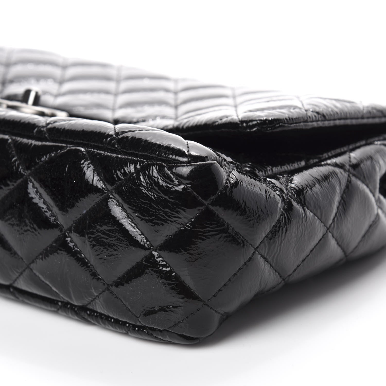 Chanel Distressed Patent Quilted Jumbo Single Flap Black 7 of 11