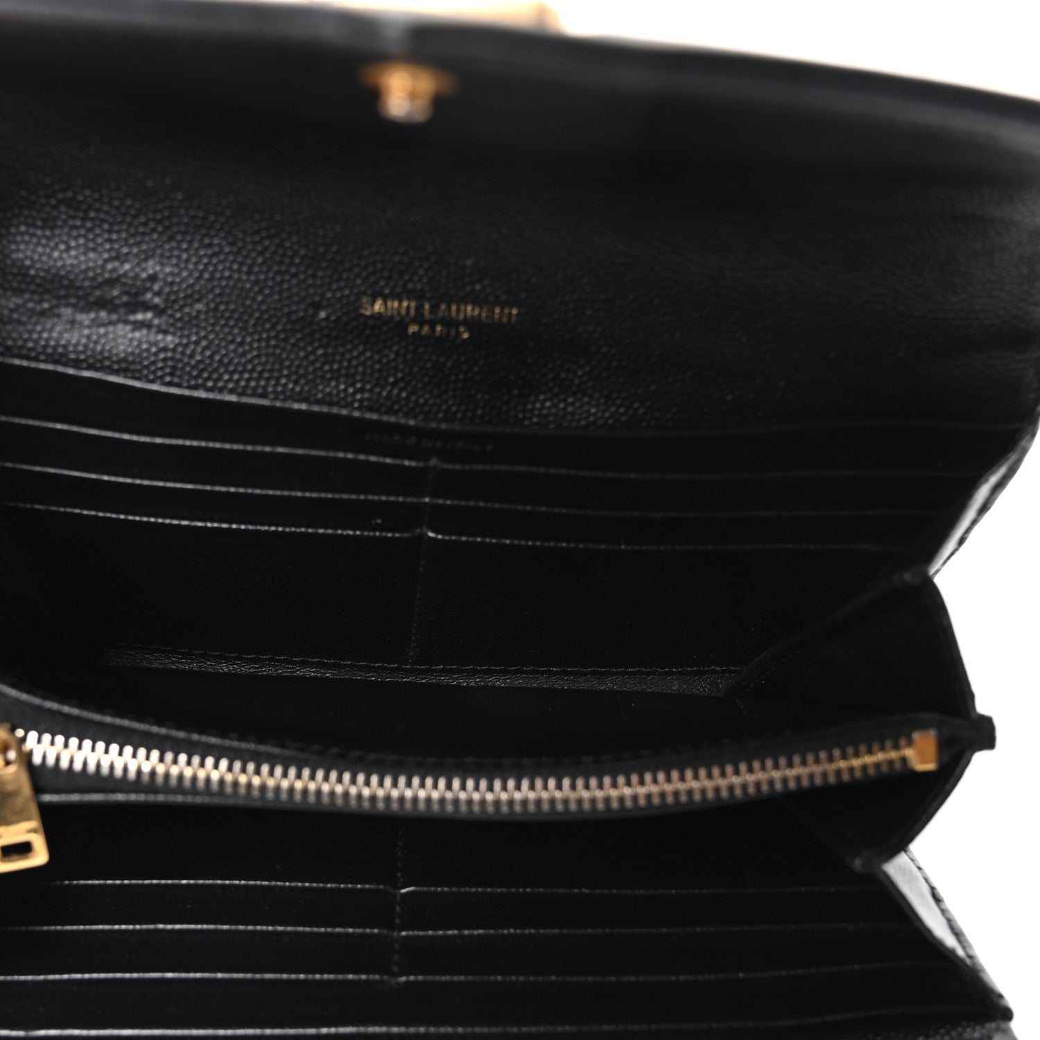 Saint Laurent Grain De Poudre Matelasse Chevron Monogram Flap Wallet Black 5 of 9