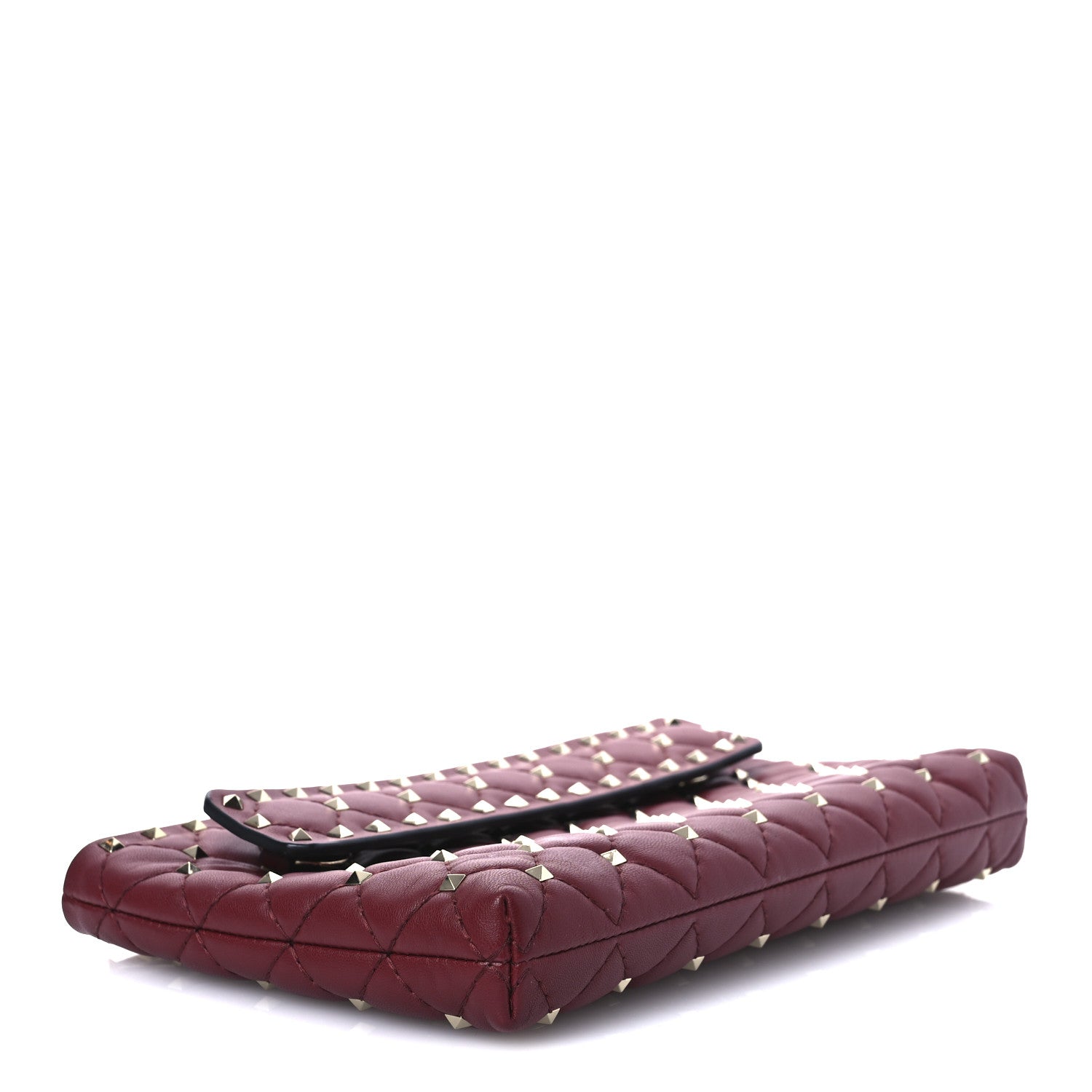 Valentino Garavani Nappa Rockstud Spike Side Slip Zip Clutch Rubino 3 of 12