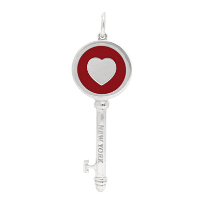 Tiffany Sterling Silver Enamel Heart Key Pendant Red 1 of 4