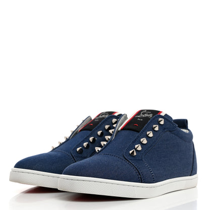 Christian Louboutin Denim Womens Fique A Vontade Sneakers 36.5 Blue 3 of 8