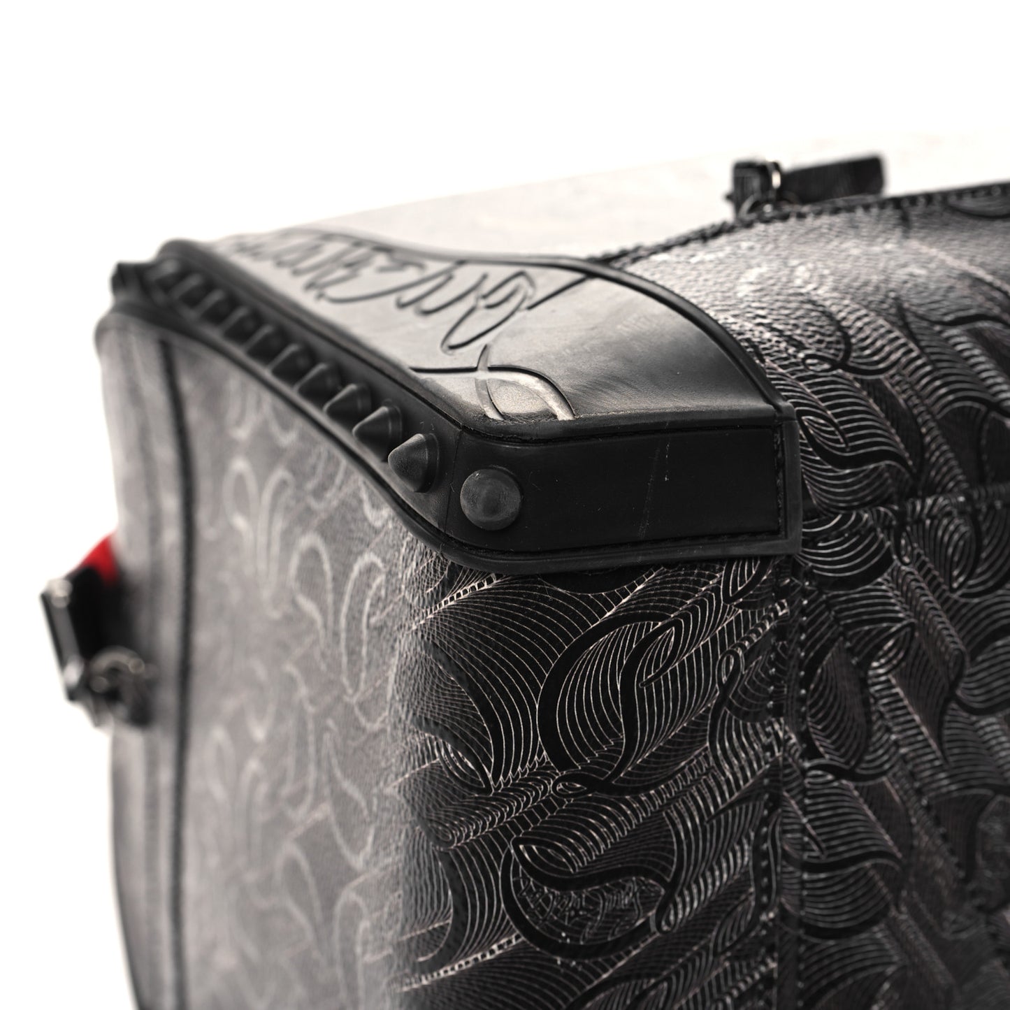 Toile Monogram Calfskin Printed Spikes Sneakender Duffle Black
