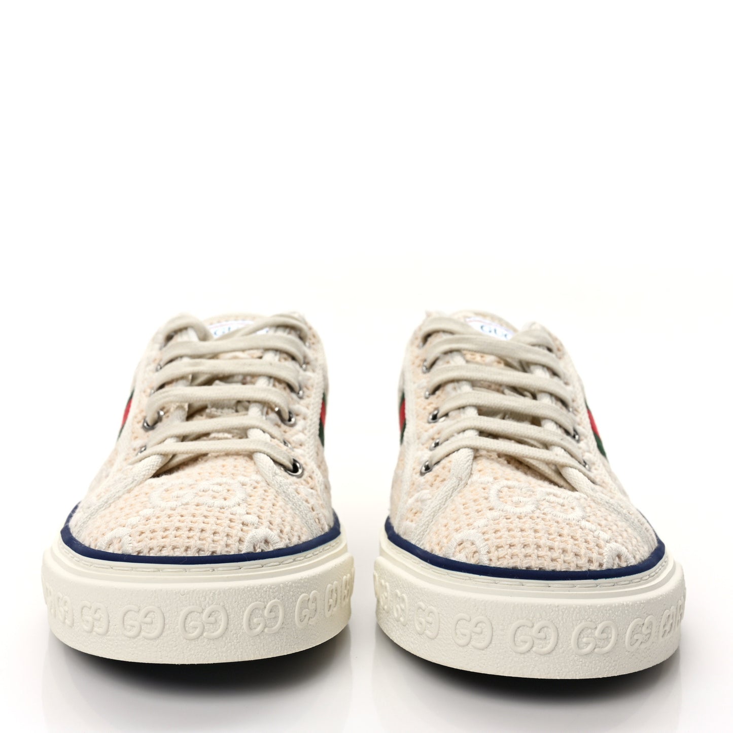Sepang Canvas GG Monogram Web Womens 1977 Tennis Sneakers 39.5 Beige Mystic White