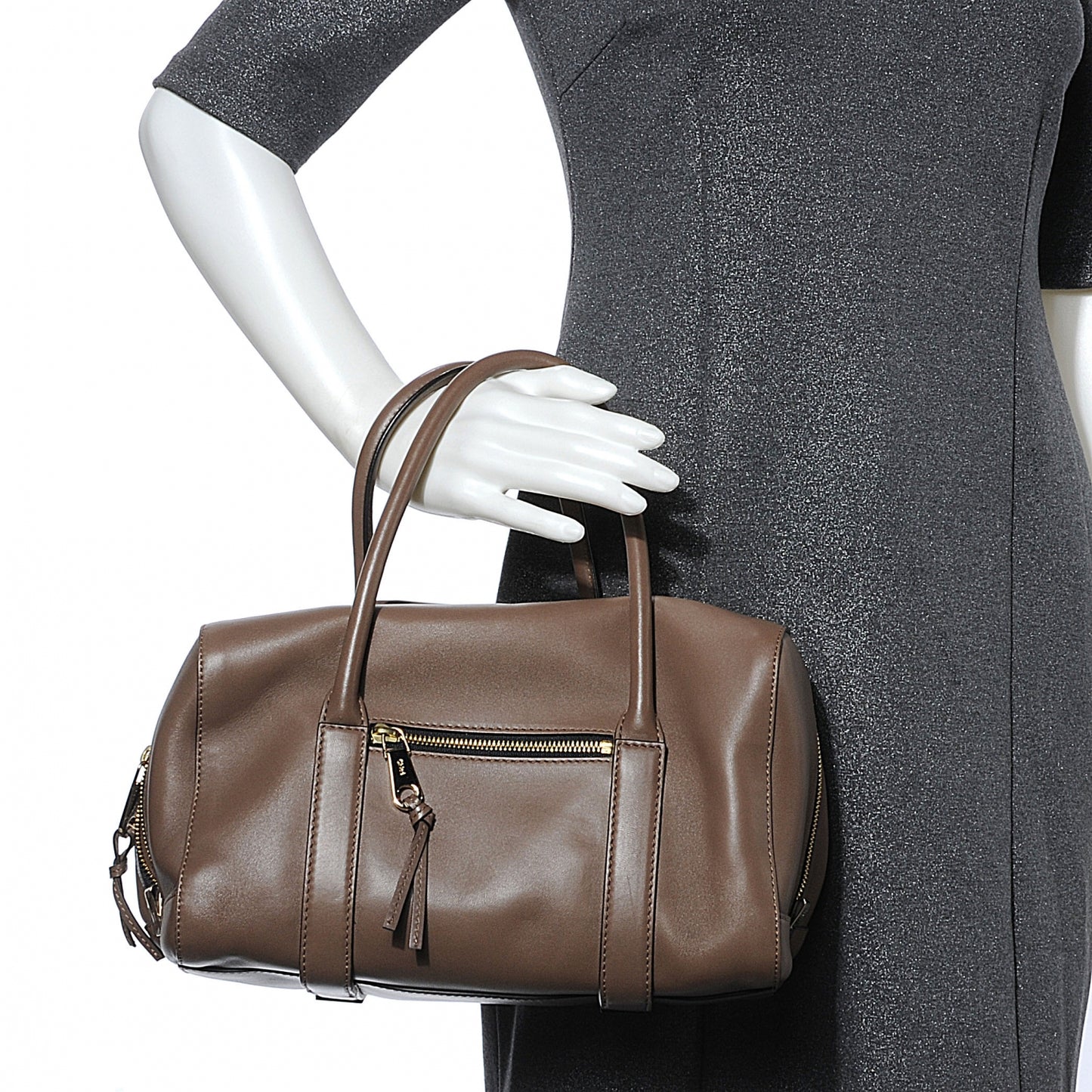 Leather Madeleine Satchel Smoke