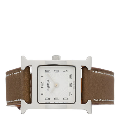 Hermes Stainless Steel Swift 21mm Heure H Hour Quartz Watch Etoupe 2 of 4