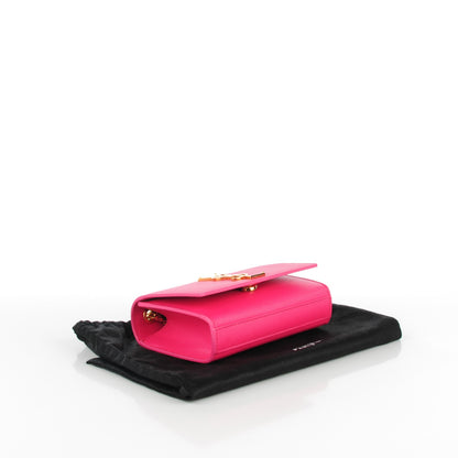 Saint Laurent Grain De Poudre Small Classic Monogram Satchel Fuchsia 4 of 7