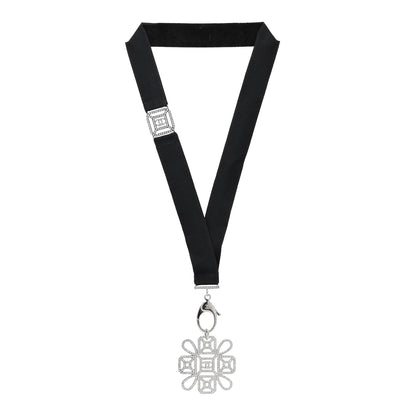 Chanel Crystal CC Cross Lanyard Necklace Black Silver 2 of 4