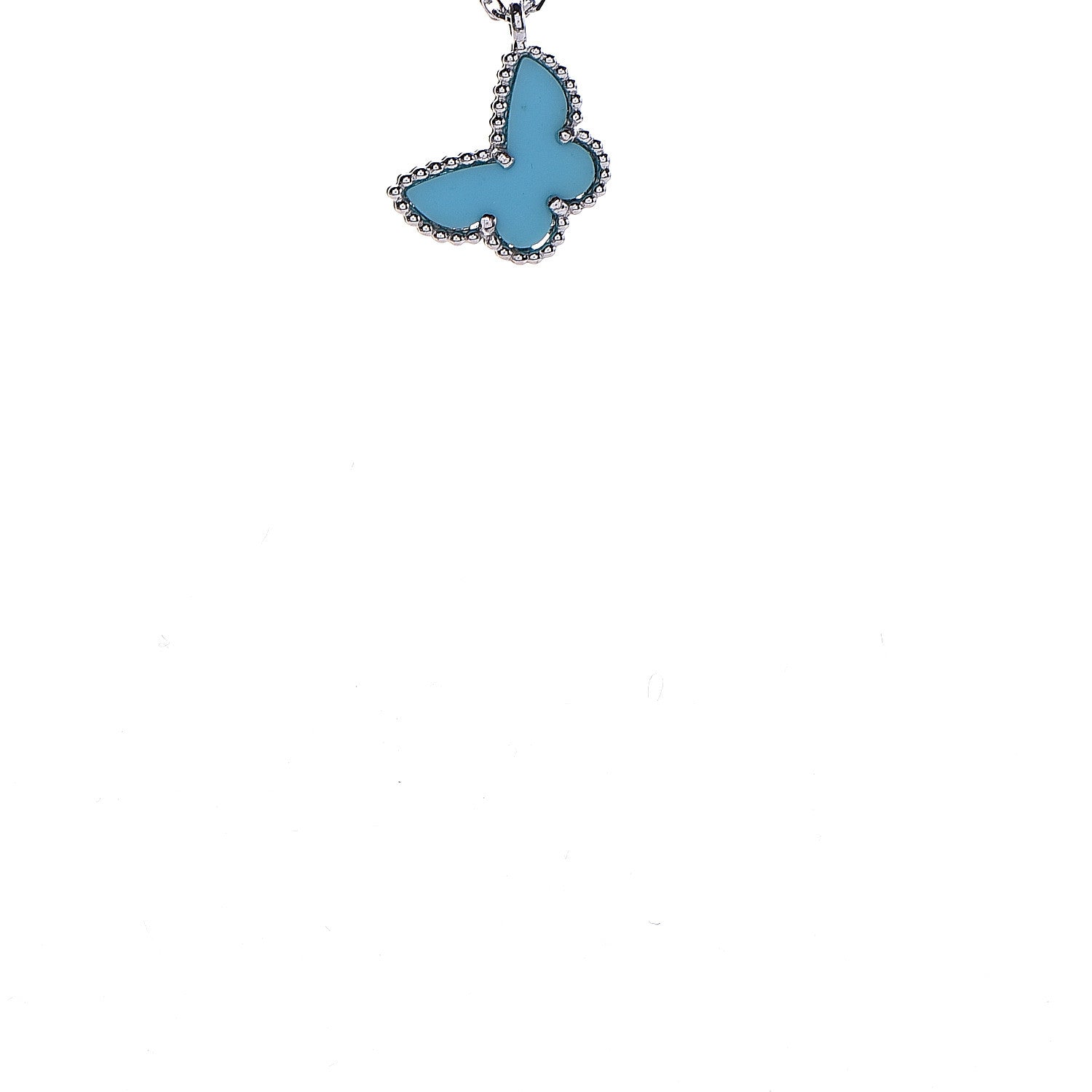 Van Cleef & Arpels 18K White Gold Turquoise Sweet Alhambra Butterfly Pendant Necklace 4 of 8