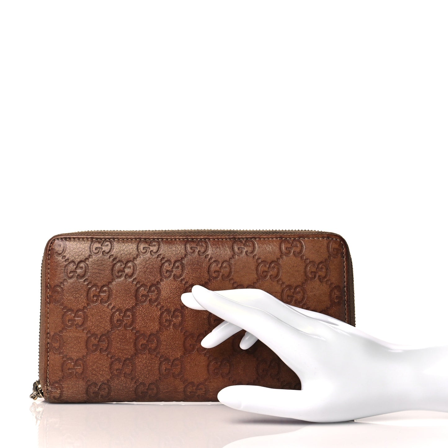 Guccissima Bamboo Tassel Zip Around Wallet Light Brown