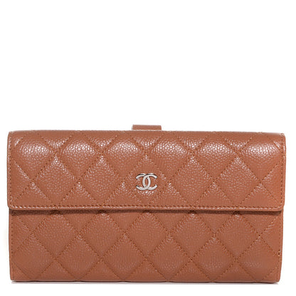 Chanel Caviar Quilted Long Flap Wallet Light Brown 1 of 9