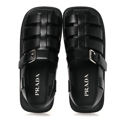 Prada Spazzolato Rois Mens Fisherman Cage Sandals 9 Black 2 of 13