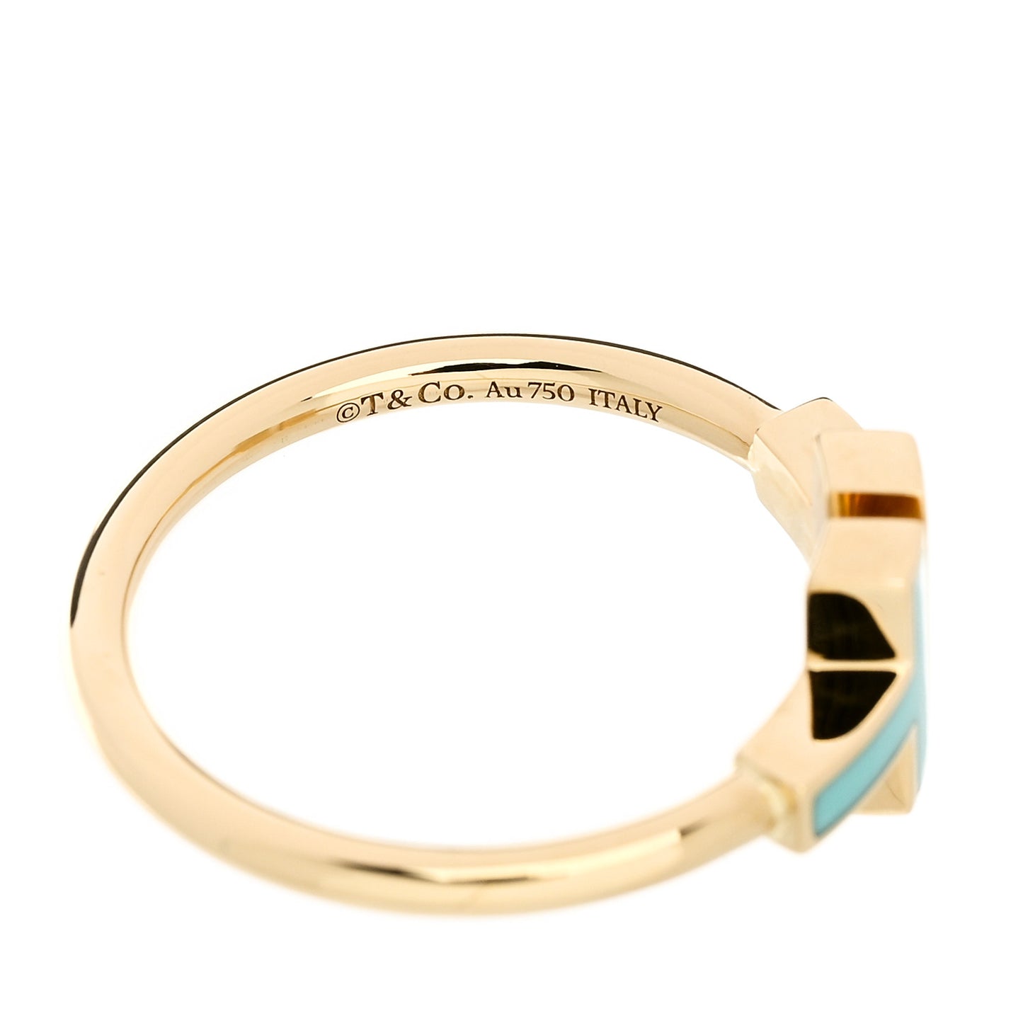 18K Yellow Gold Turquoise T Square Ring 58 8.5