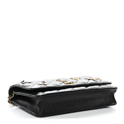 Chanel Aged Calfskin Quilted Lucky Charms 2.55 Reissue Wallet On Chain WOC Black 4 of 11