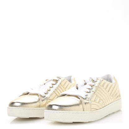 Prada Metallic Nappa Diagramme Sneakers 37.5 Pirite 4 of 7