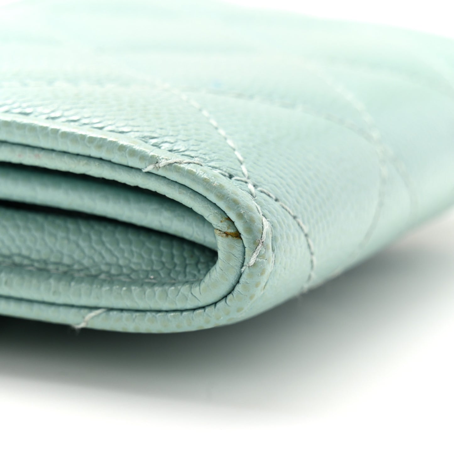 Caviar Quilted Flap Card Holder Wallet Light Blue