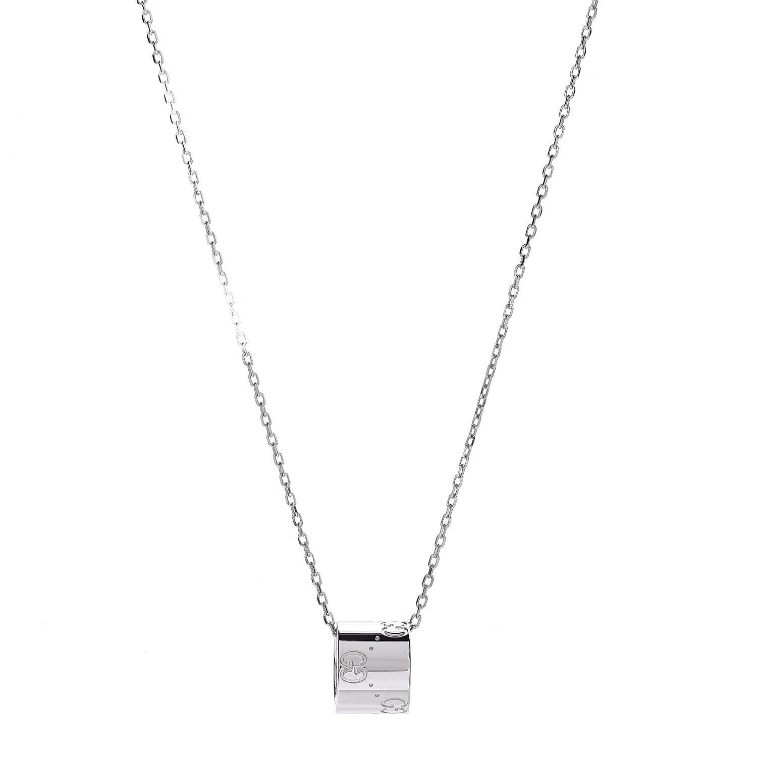 Gucci 18K White Gold Icon Twirl Pendant Necklace 1 of 7