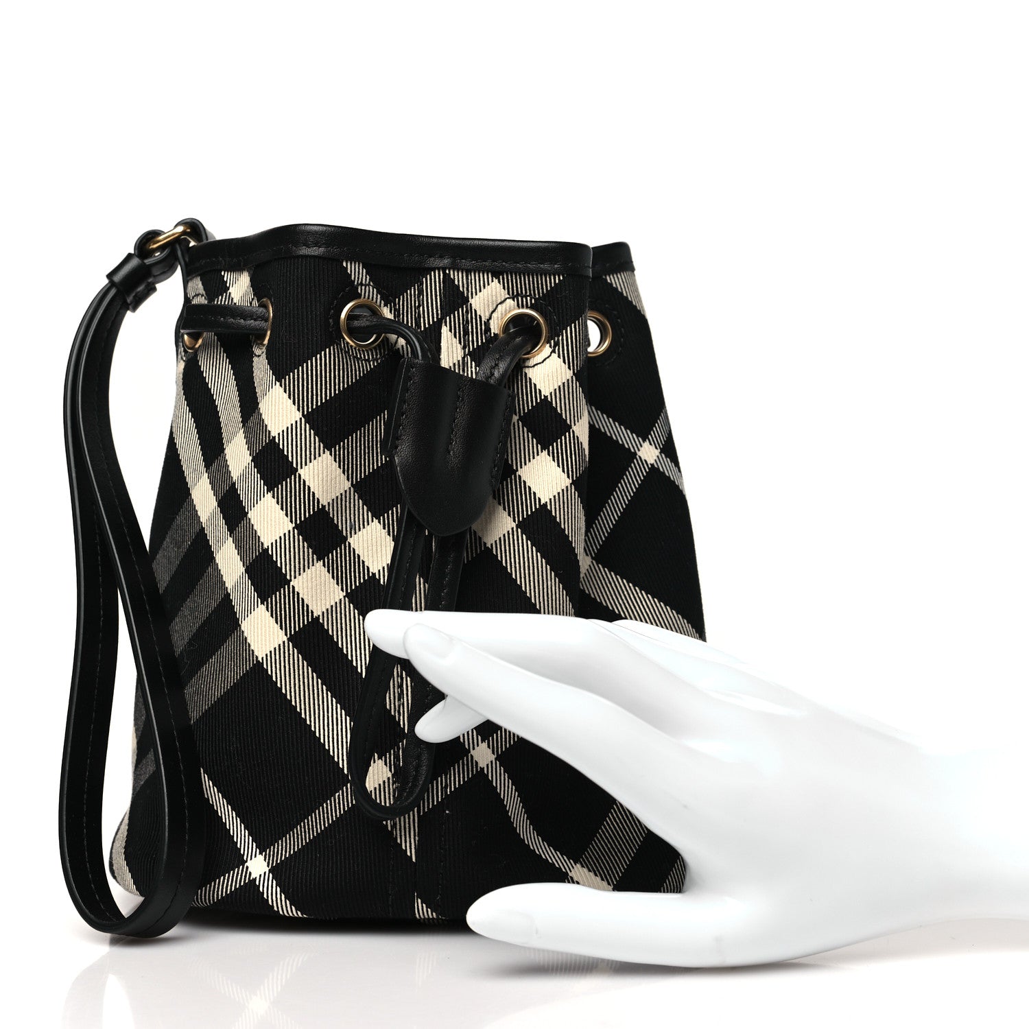 Burberry Check Mini Drawstring Pouch Black Calico 2 of 10