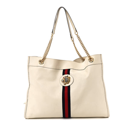 Gucci Suede Calfskin Large Rajah Chain Tote White 1 of 13