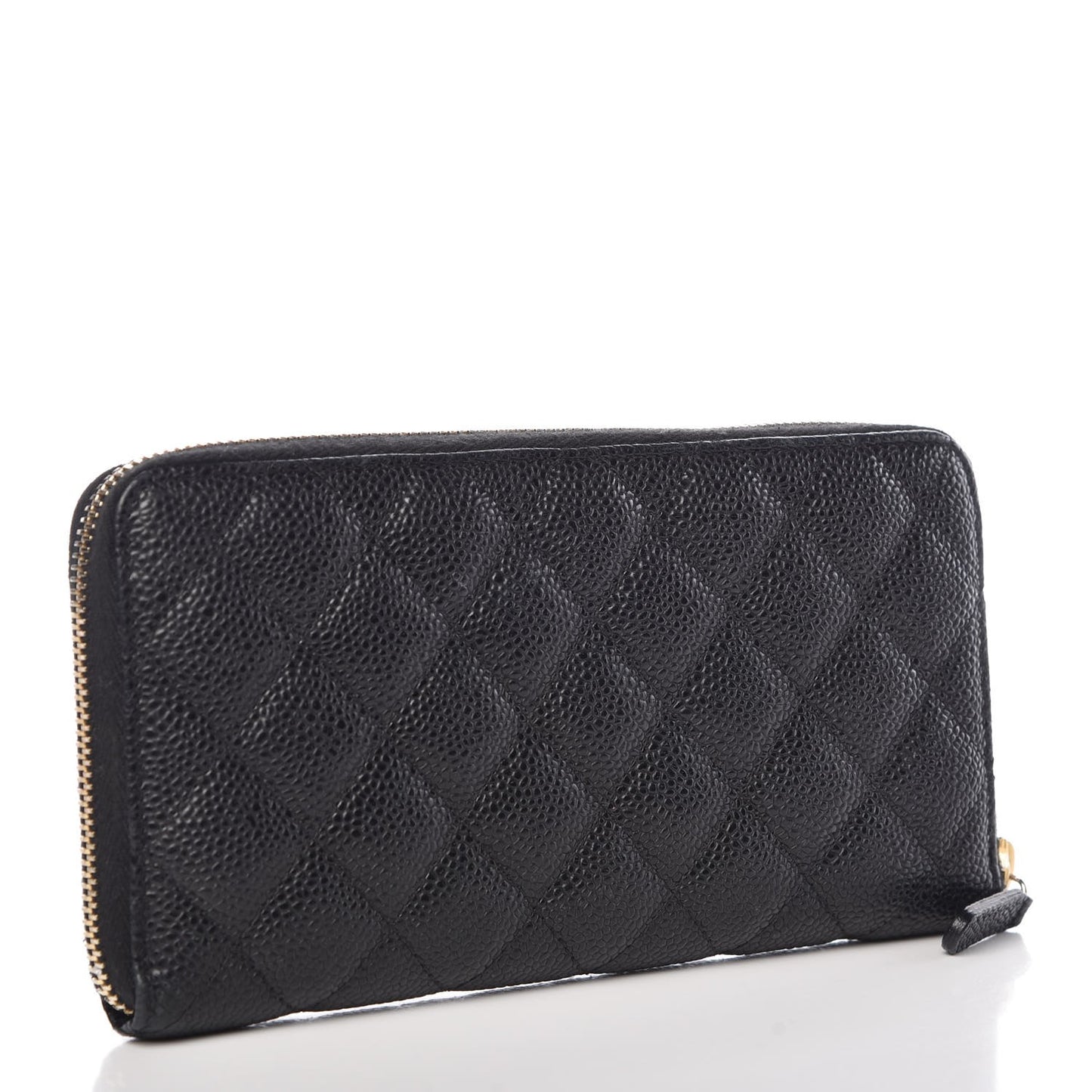 Caviar Quilted Large Gusset Zip Around Wallet Black