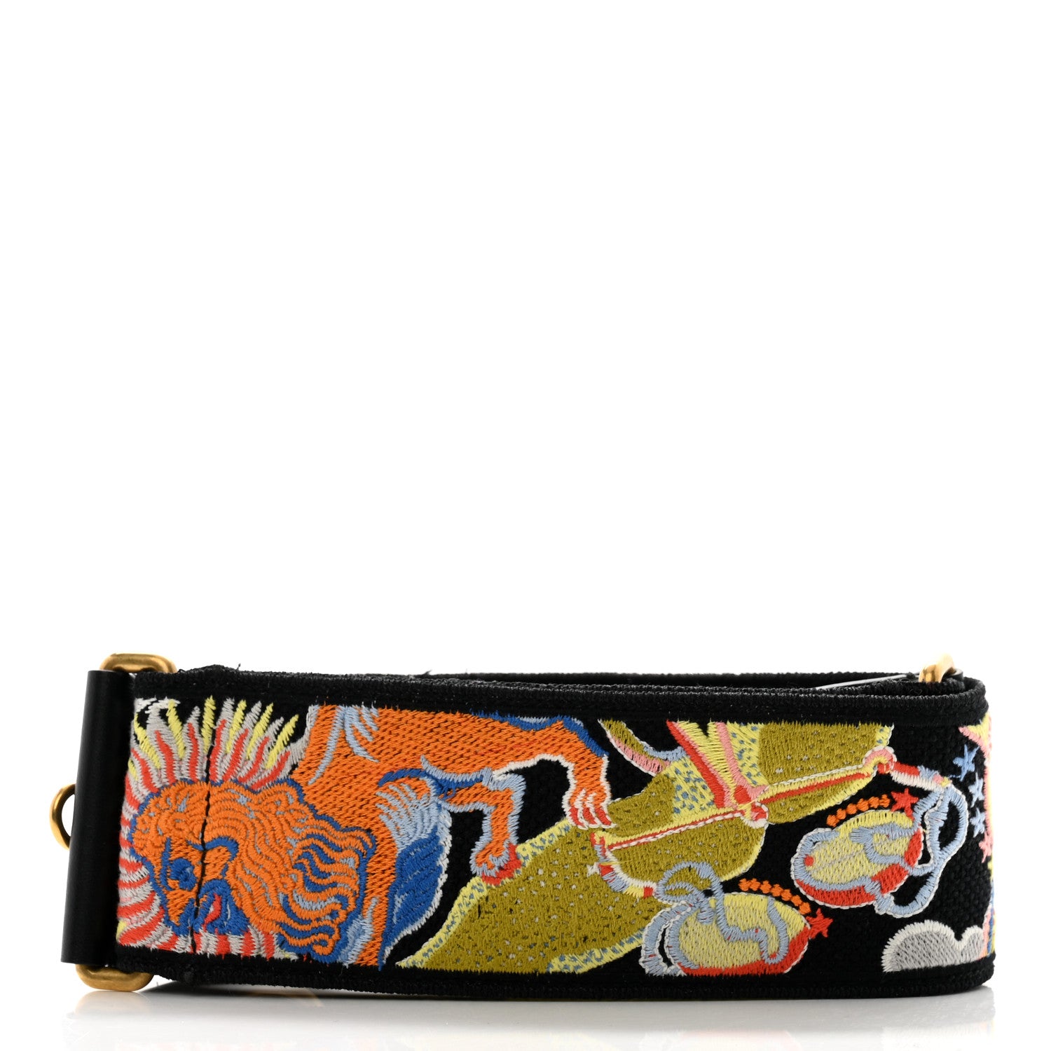 Christian Dior Canvas Embroidered Shoulder Strap Black Multicolor 2 of 6