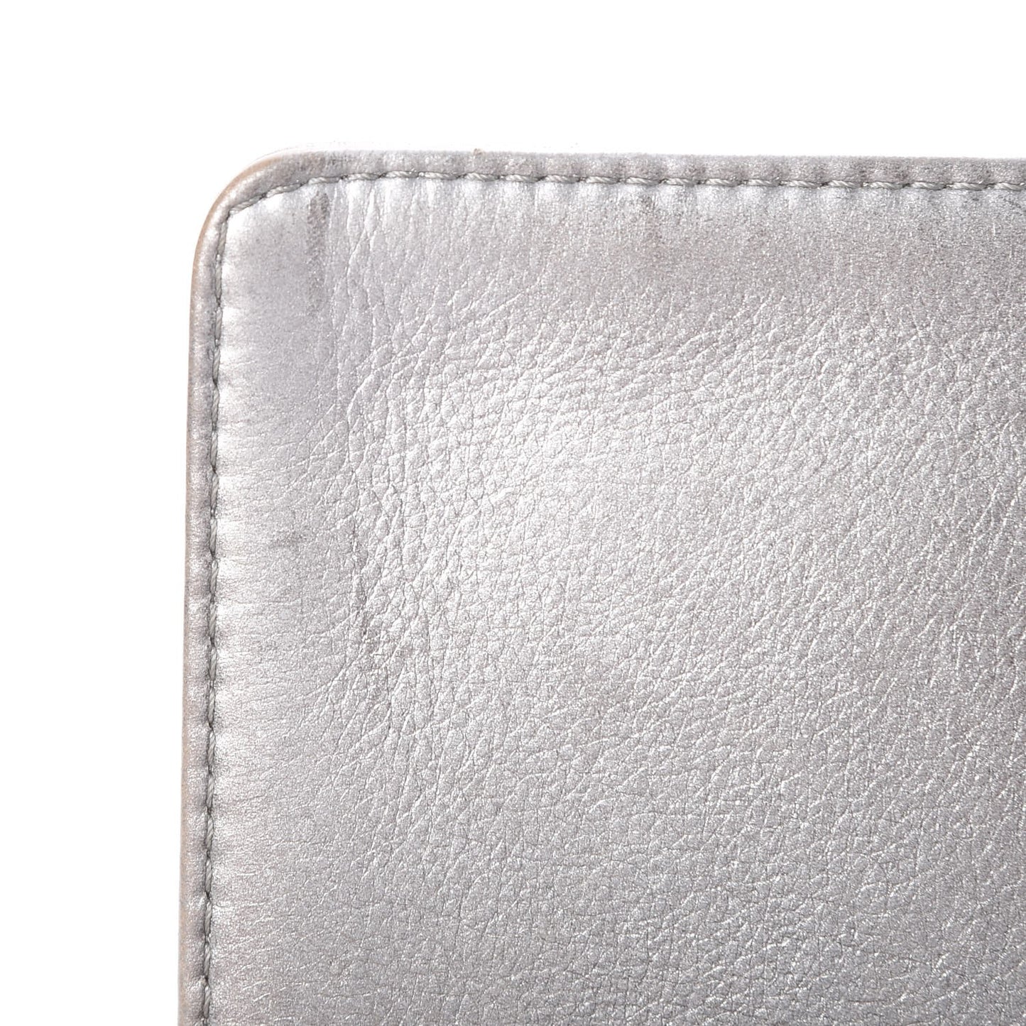 Metallic Calfskin Quilted Medium Boy Flap Silver