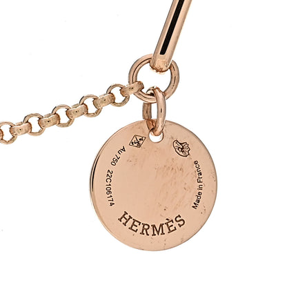 Hermes 18K Rose Gold Diamond PM Ex-Libris Pendant Necklace 4 of 5
