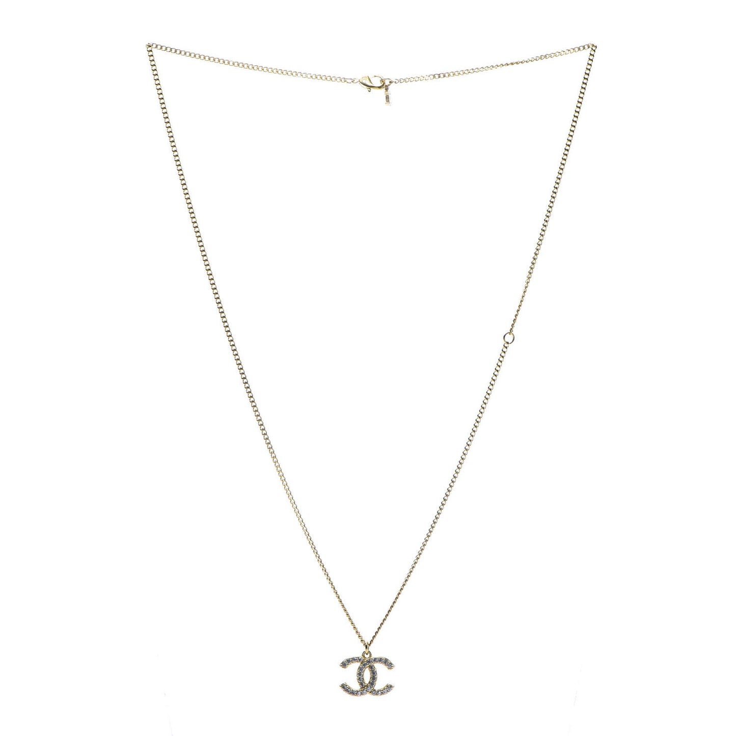 Crystal CC Pendant Necklace Gold