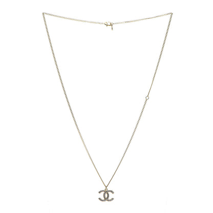 Chanel Crystal CC Pendant Necklace Gold 3 of 6