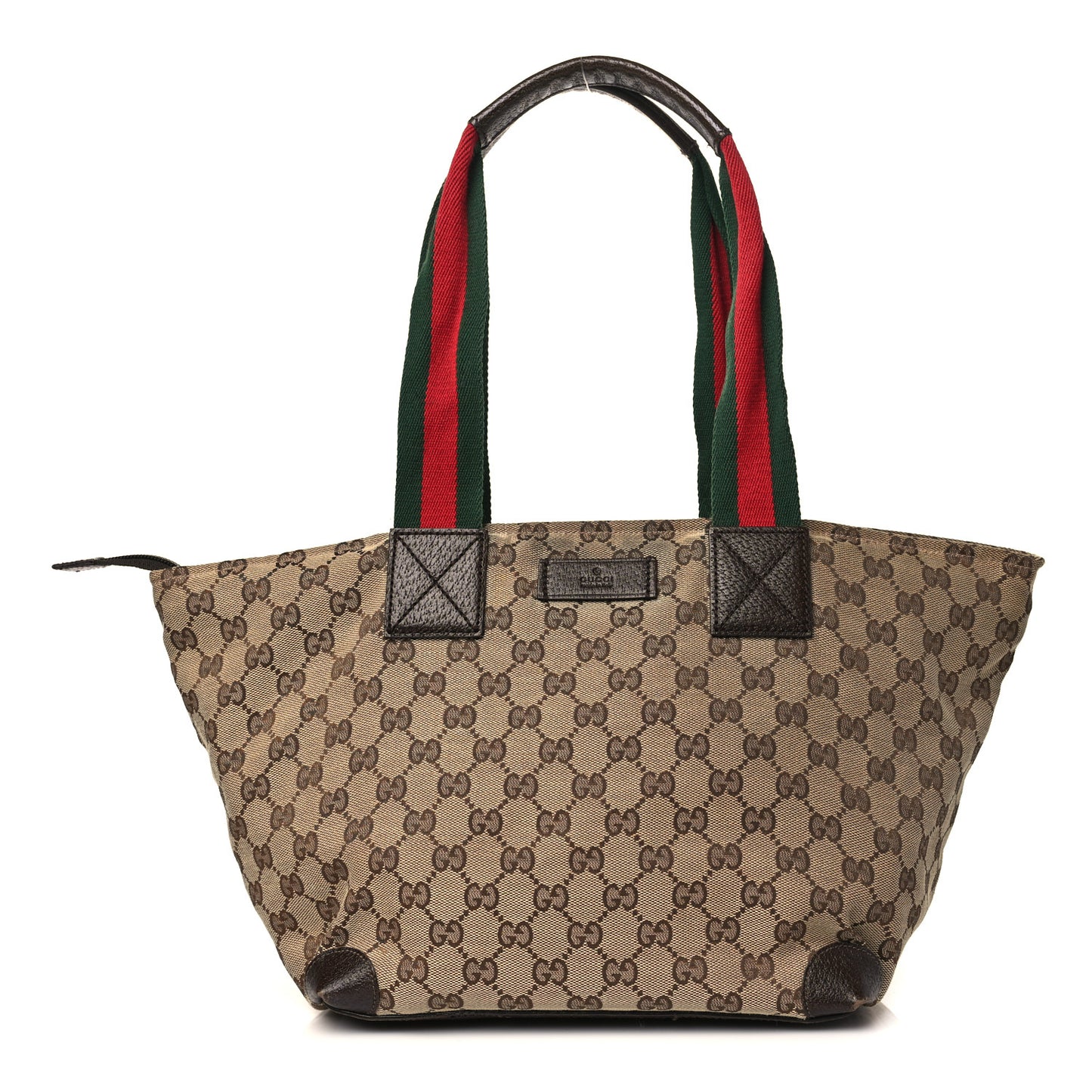 GG Monogram Medium Web Handle Bucket Tote Dark Brown