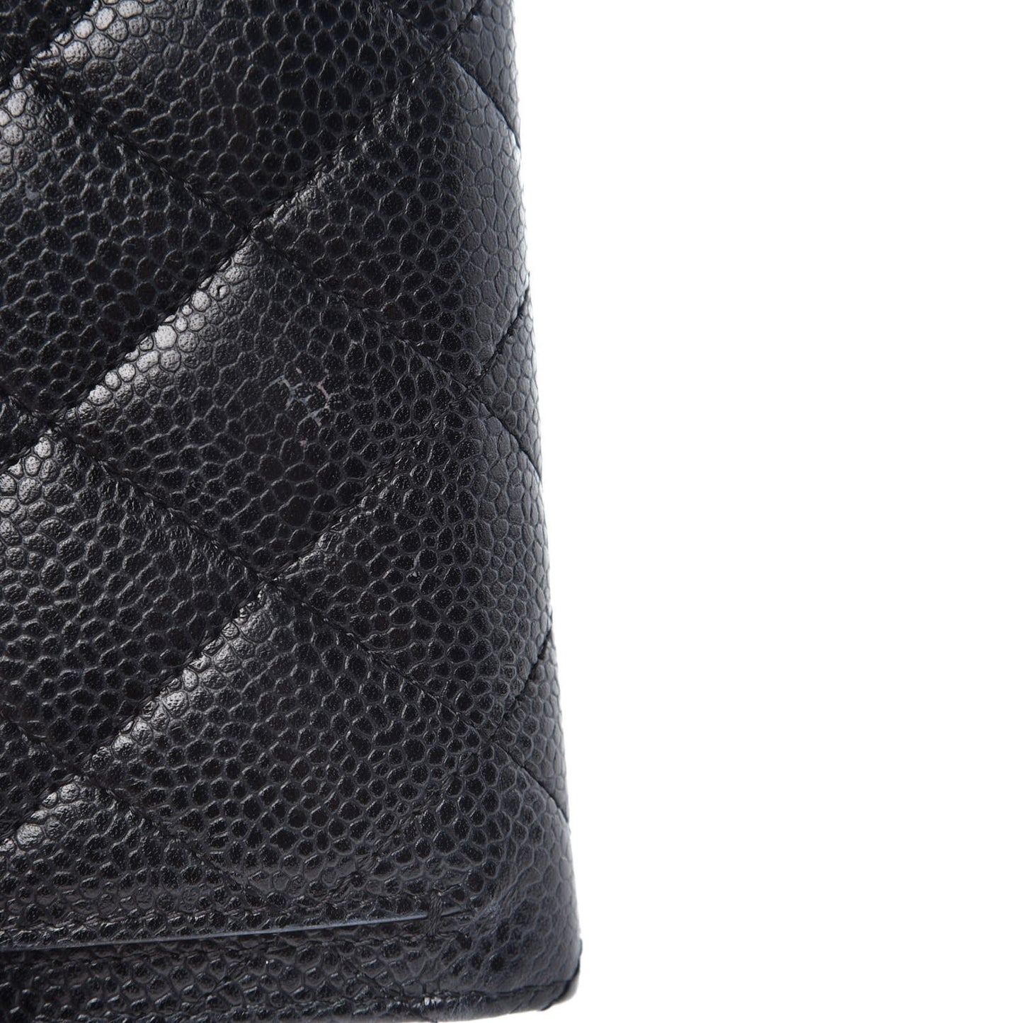 Caviar Quilted Compact Flap Wallet Black