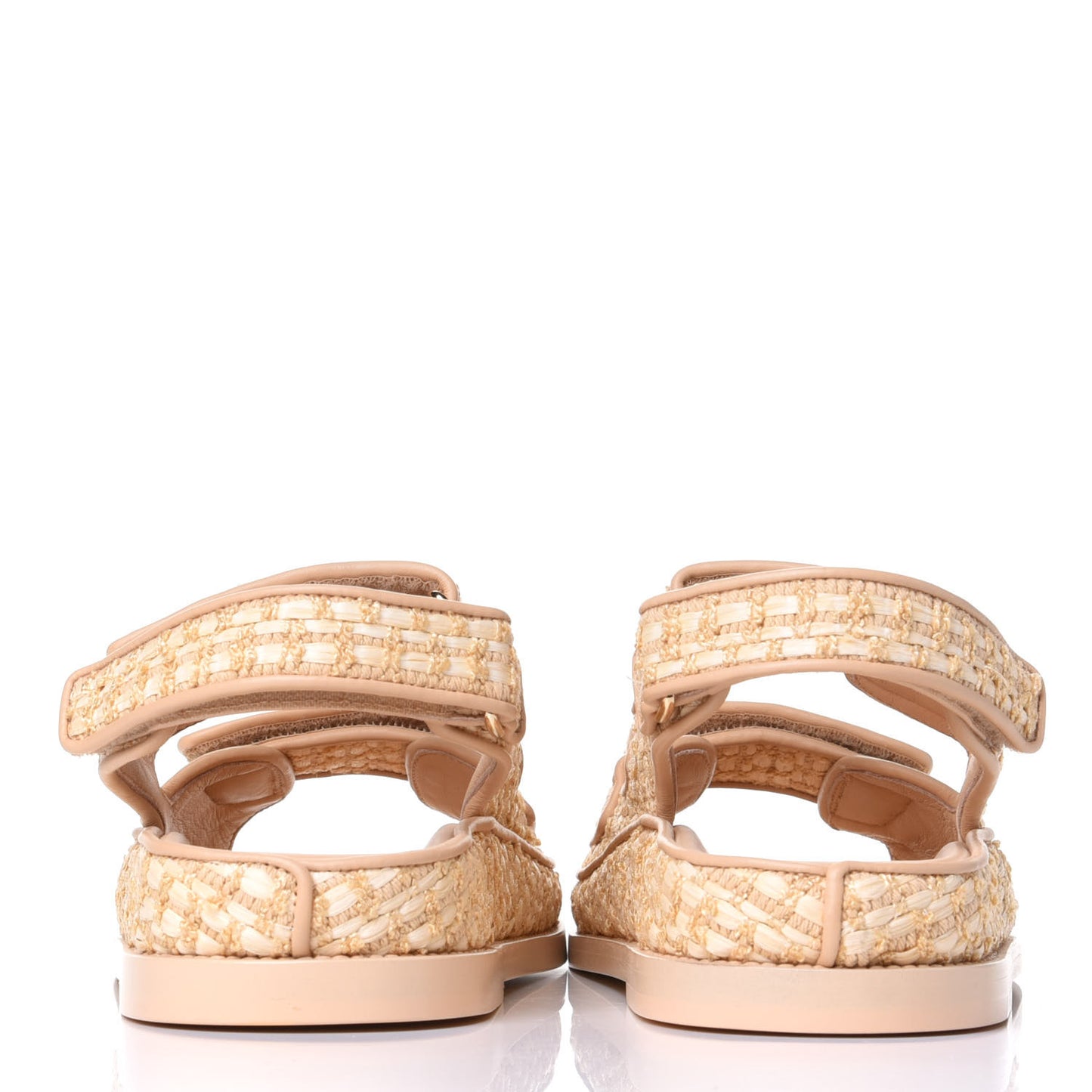 Braided Fabric Velcro Dad Sandals 35 Beige