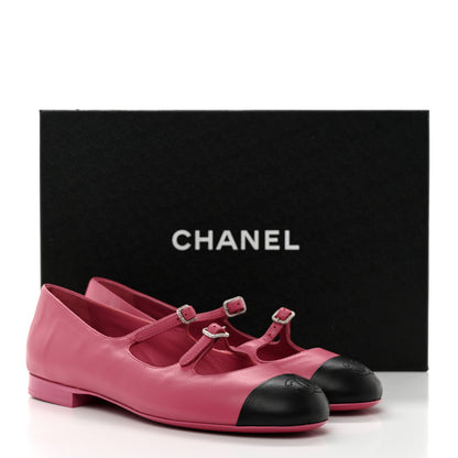 Chanel Lambskin Mary Jane Flats 36.5 Pink Black 9 of 9