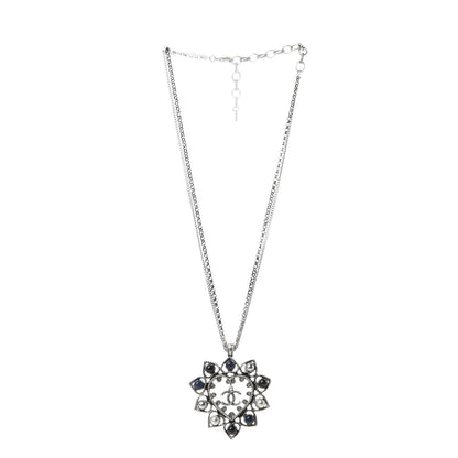 Chanel Crystal Pearl Bead CC Heart Pendant Chain Necklace Silver 3 of 6