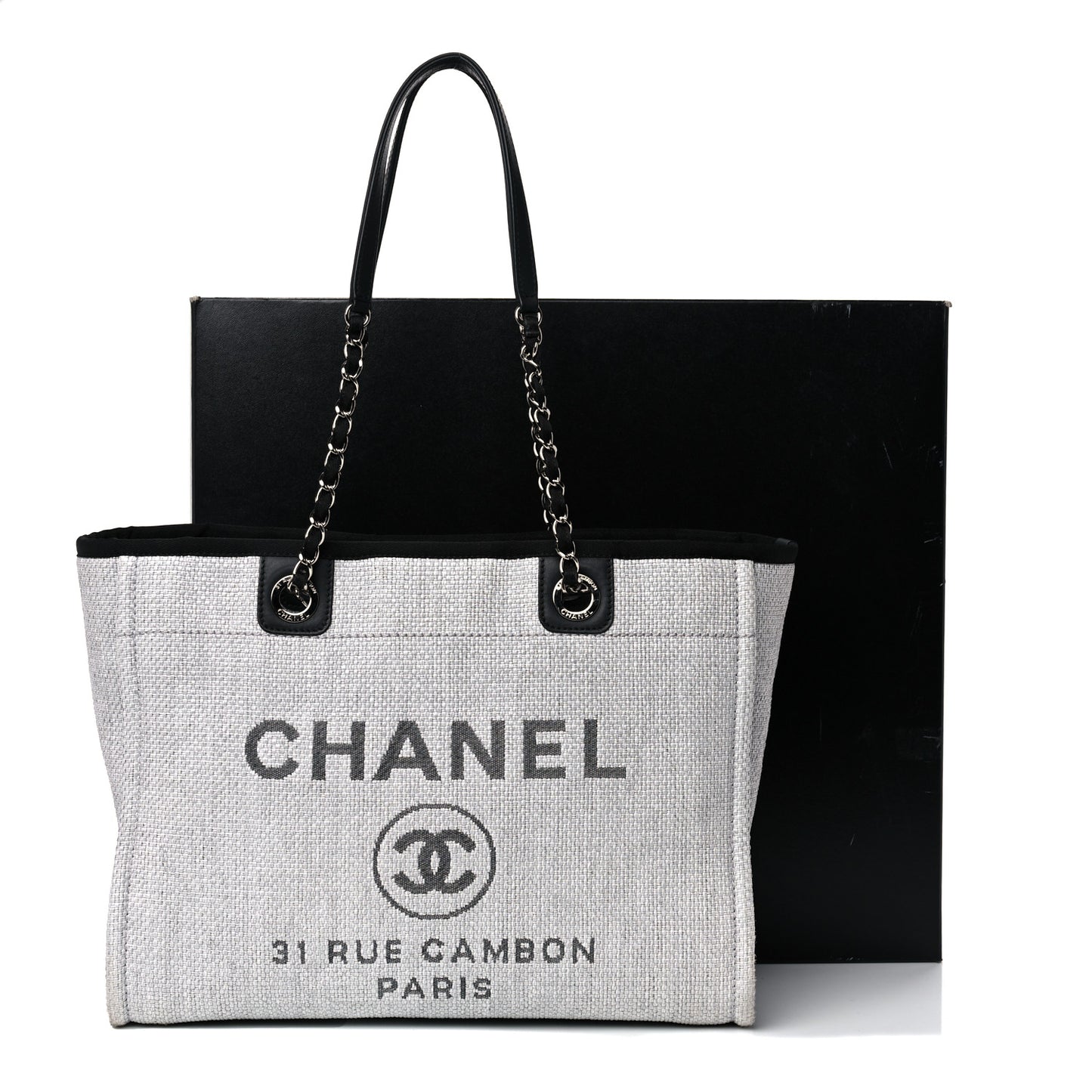 Woven Straw Raffia Small Deauville Tote Grey