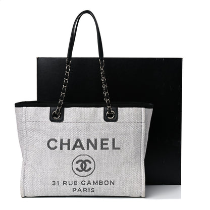Chanel Woven Straw Raffia Small Deauville Tote Grey 11 of 11