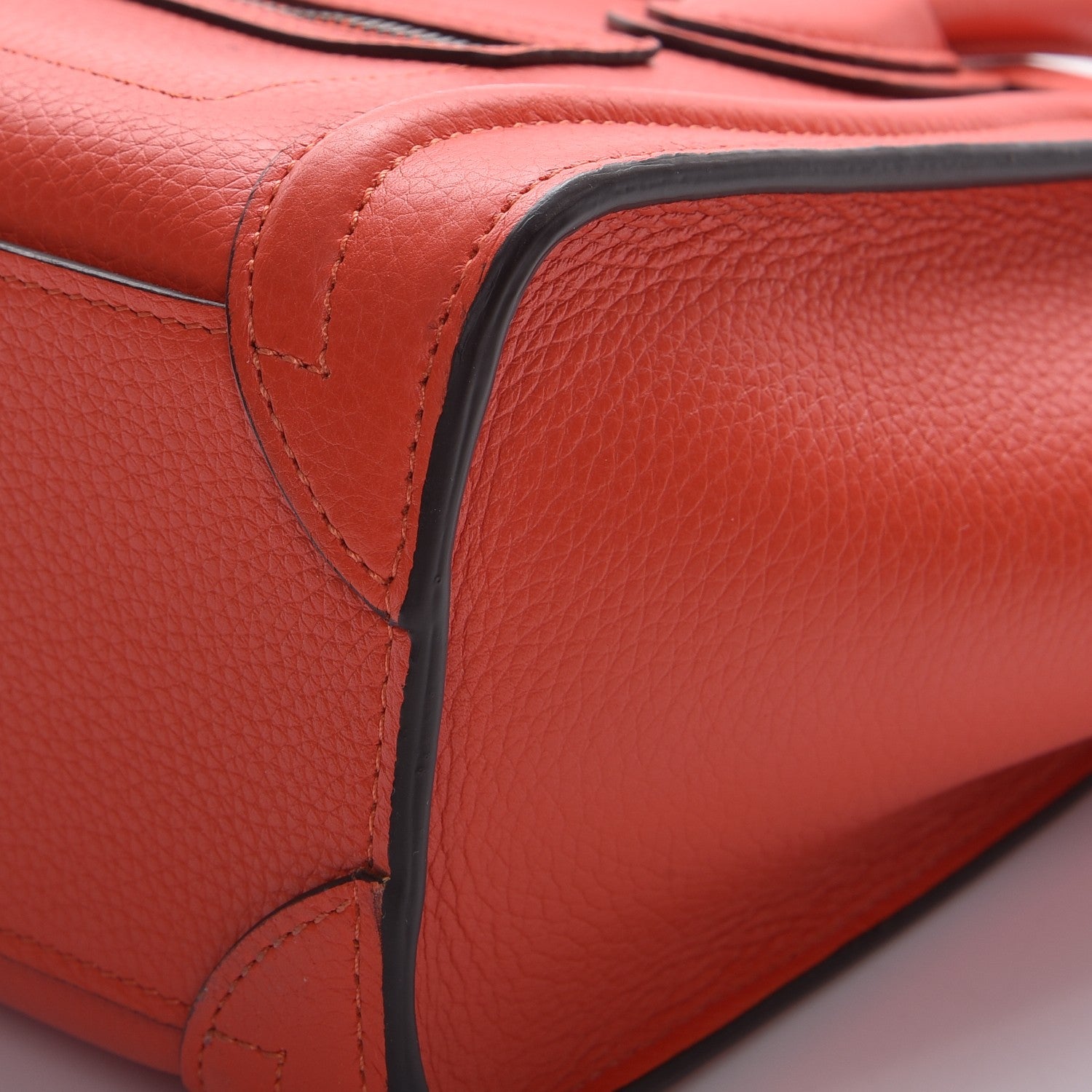 Celine Drummed Calfskin Nano Luggage Vermillion 11 of 14