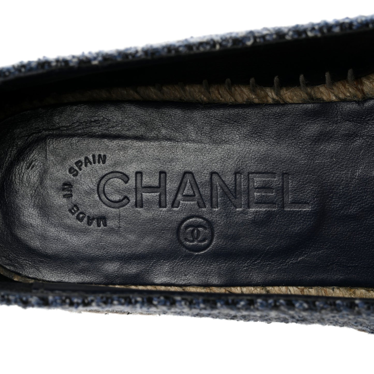 Cotton Tweed CC Espadrilles 38 Blue Ecru Black