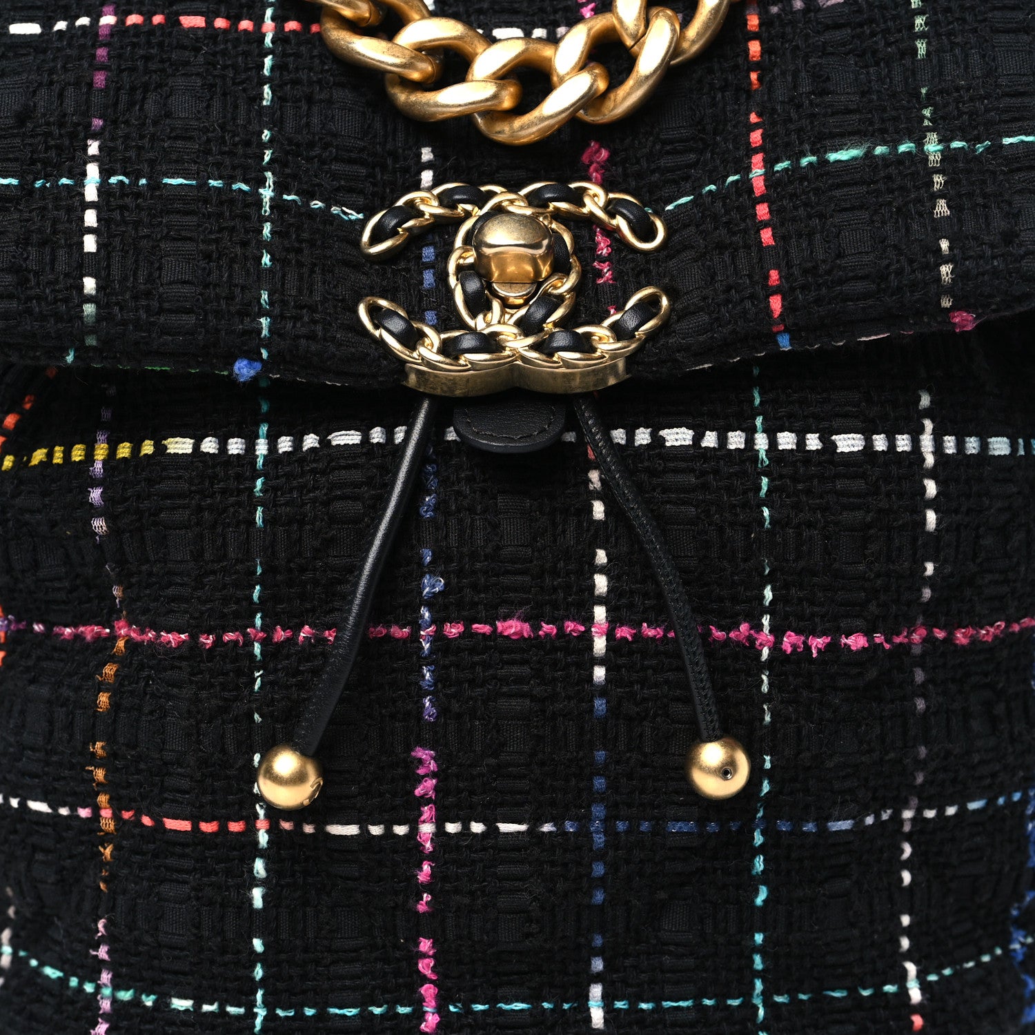 Chanel Tweed Quilted Chanel 19 Backpack Black Multicolor 8 of 10